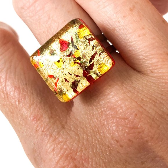 Adjustable Murano Glass Ring - Picture 2 of 13